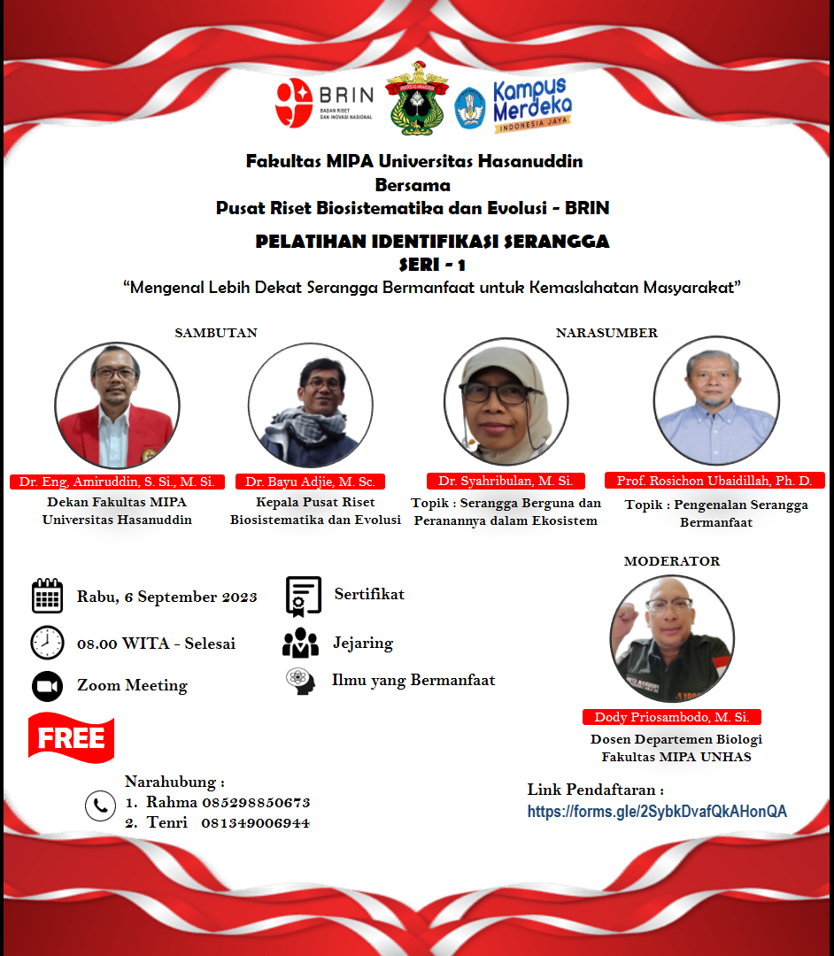 FMIPA UNHAS Bersama BRIN Gelar Pelatihan Identifikasi Serangga Seri – 1